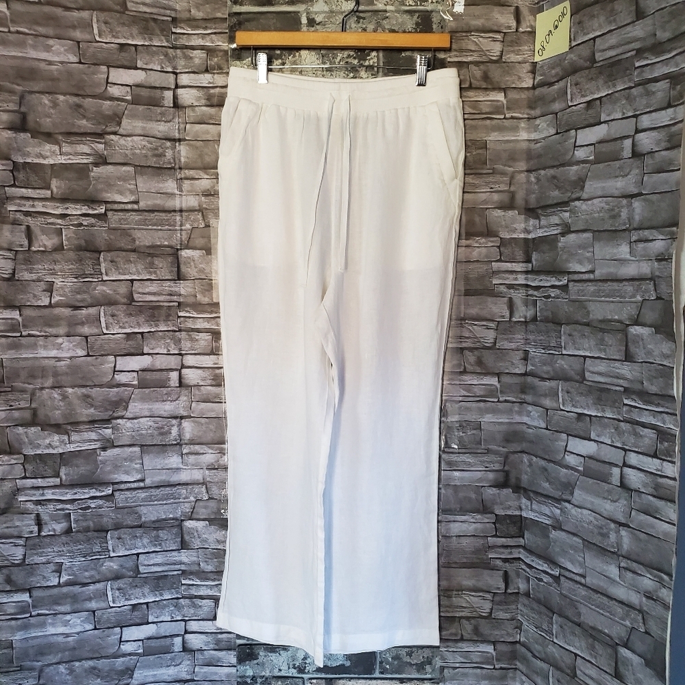 Michael Stars Linen Pants Wide-leg Boho Beach High-waisted Pull-on W Pockets
